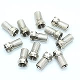 Pack of 12 rg6 F-typeオスtwist-on同軸同軸ケーブルRFコネクタアダプタby ID、Siliver