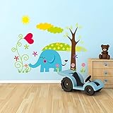 bibitimeジャングル野生動物ビニール壁ステッカーデカールfor Kidsベビー寝室子供部屋装飾 DIY 2340