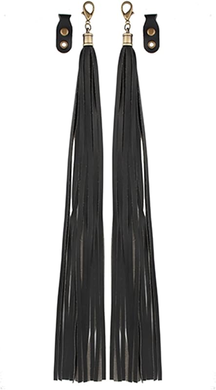 Zfuxiang Stor オートバイブレーキレバーレザースカルリベットフリンジカフェレーサークラッチレバーグリップカバータッセルフィットハーレーインディアンオールドスクールバイク (Color : Black)