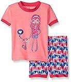 Petit Lem Baby Girls' 2 Piece Sleeve Top and Short Pajama Set-Aztec Kat Pink 12 Months [並行輸入品]