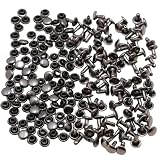 KUKU工房 両面カシメ レザークラフト材料 100組セット (頭5mmｘ足5mm, ブラック)