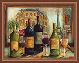 Bistro DeパリMarilyn Dunlapレッドホワイトワインボトルガラスフレームプリント壁アート装飾画像 GOG-GOGU14946-WO-28x22
