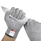 防刃手袋 防刃グローブ 作業用手袋 作業グローブ カットガード 切れない手袋 耐切創レベル５ サイズ (M, グレー)