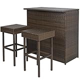 Best Choice Products 3PC Wicker Bar Set Patio Outdoor Backyard Table & 2 Stools Rattan Garden Furnit