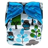 Charcoal Bamboo AIO All-in-one Cloth Diaper with Pocket (Owl) by Ecoable