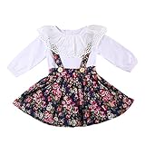 ベビー　子供服　女の子　Tシャツ+ワンピース　2点セット　長袖　レース　花柄　可愛い　春秋冬　キッズ　スカート　オシャレ　通園　発表会　旅行　お誕生日　プレゼント (120)