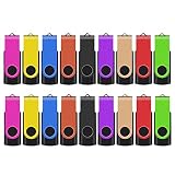 TEWENE 1GB USBメモリ 20個セット フラッシュドライブ USBフラッシュドライブ フラッシュメモリー USB2.0 ストラップ付 360度回転式 まとめ買い 10色ミックスグカラー (1GB，20個セット)