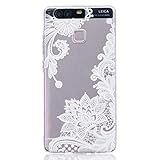 Huawei P9 ケース カバー, UNEXTATI 高品質 TPU 超薄型 柔軟 保護カバー ケース 液晶保護 脱着簡単 耐衝撃 軽量 Huawei P9 用 ケース Case (P5 フラワー)