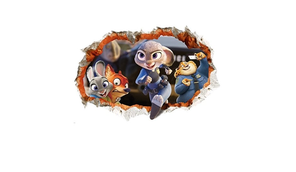 Amazon Corobox ウォールステッカー ズートピア 飛び出るジュディ 壁穴デザイン 立体シール 壁紙 賃貸ok インテリア雑貨 ウォールステッカー オンライン通販