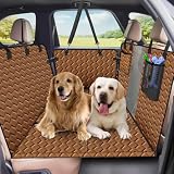 Xevera ペットドライブシート 安定快適 犬シートベルト付き 犬 車 シート 全車種 防水 傷つきにくい 犬用カーシート 取付簡単 可視メッシュ窓 車ペットシート お手入れやすい (キャメル色, フリー)