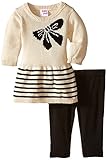 Blueberi Boulevard Baby-Girls Bows Striped Sweater Set Cream 3-6 Months [並行輸入品]