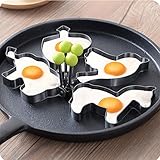 anshintoステンレススチールFried Egg Shaper Pancake金型金型キッチン料理ツール E ブルー