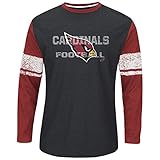 マジェスティックArizona Cardinals 2 x Tall 2 X LT Distressed印刷長袖シャツ – チャコールグレー＆Cardinal Red
