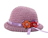 パープル、赤ちゃんの夏のビーチ太陽の麦わら帽子、[2つの花を持つ太陽の帽子]