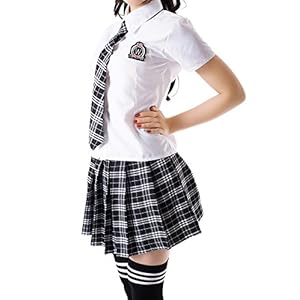 R Style セクシー な 絶対領域 アメスク スタイル 女子高生 セーラー コスチューム グレー 価格比較