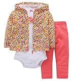 LKOMARKET-ベビーロンパース 春秋 ファッション 女の子 ガールズ 女児 かわいい プリント 誕生日 子供の日 遊園地 幼児 赤ちゃん 女の子 3点セット