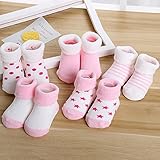 ソックス 子供 靴下 ベビー キッズ 新生児 子供用 赤ちゃん 靴下 足袋 保温 秋冬 出産 お祝い 柔らかい 5足 セット (１～３歳, ピンク)