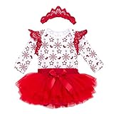 Zhuhaitf かわいいベビードレス Infant Baby Girls Cotton Princess ロンパース Tutu Skirt+ Headband Set Christmas snowf
