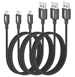 SUNGUY Micro USBケーブル 1M 【3本組】 マイクロusbケーブル アンドロイド Micro-B QC3.0/2.0 2.4A急速充電 USB2.0データ転送 高耐久ナイロン Galaxy S7/S6/S4、Motorola Moto G4/G5S/E4、LG V10/G4/Stylo 3 Plusなどマイクロ機種に対応 (ブラック)