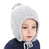 Nasular ベビー帽子 秋冬 赤ちゃん帽子 ニットハット 手編み フリースウール厚さ かわいい やわらかい 肌さわりよく 無地 耳保護 防寒保温 綿 男の子 女の子 キッズ 子供秋冬用 (0-1歳