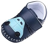 C-Princess 子供靴 ベビーシューズ ファーストシューズ 赤ちゃん 新生児靴 滑り止め 歩行練習 かわいい 男の子 女の子 出産お祝い (12cm, Aネイビー*車柄)