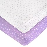 ベビーベッド用ボックスシーツ サテンのような肌触り 綿100% 2枚組 (Lilac/White) [並行輸入品]