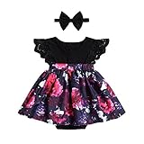 Liebeye 子供服　2点セット　ワンピース　ヘアバンド　ベビー　ドレス　女の子　赤ちゃん　スカート　花柄　幼児　 妹 70