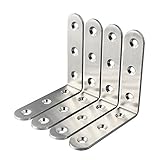 AliseステンレススチールHeavy Duty " L "ガラス/木製シェルフブラケット壁かけ80 x 80 mm、つや消しニッケル4個 80mmx80mm JM80-4P