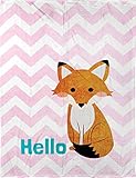 Manual Hello Fox Lightweight Pink Chevron Dyed Plush Fleece Nursery Blanket Throw SAHFOX 30x40 by Ma