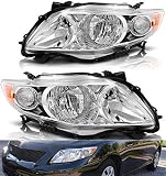 munirater ヘッドライトアセンブリ シルバーヘッドランプ 交換用 2009-2010 カローラ ドライバーと助手席側 アンバーコーナー付き 8115002670 8111002670 8115002680 8111002680