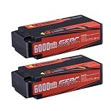 SUNPADOW 2S 7.6V 6000mAh100C RCミニリチウム電池 ハードケース、4mm弾丸付き、RC1/10オンロード車、トラック、ボートに適用 (2カウント)