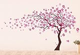 Pop Decors Dark Brown/Light Pink Go Left Cherry Blossom Tree Flowers Beautiful Wall Stickers for Kid