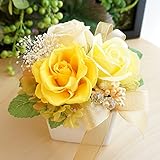 【ベルシック】 プリザーブドフラワー&フレグランスソープフラワー　エタニティ　イエロー　枯れないお花　ほのかに香るお花　お祝・お見舞い
