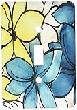3dRose lsp_32104_1 Teal And Yellow Floral Single Toggle Switch
