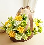 【ベルシック】 フレグランスソープフラワー ローズ バスケット ほのかに香るお花　 枯れないお花　　お祝・お見舞い　　＜送料無料（一部地域を除き）＞ (グリーン)