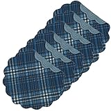(Round Placemat Set of 6) - Anthony Navy Round Quilted Placemat Set of 6