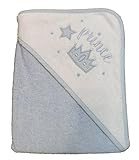 Soft 100% Cotton Blue/White Hooded Baby Bath Robe/Towel - PRINCE CROWN & STAR by KATIES PLAYPEN? / B