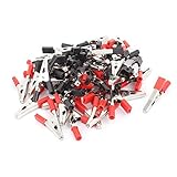 DealMux 48個ブラックレッドメタル春マルチメータのための加熱保温アリゲーターテストクリップクランプをロード