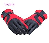 暖かいフルフィンガーグローブ防風フリースの手袋に乗って屋外のスキー手袋 (red)