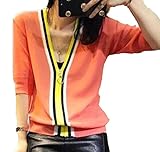 Heaven Days（ヘブンデイズ） カーディガン ニット Ｖネック ジッパー ライン 五分袖 レディース 1708G0138