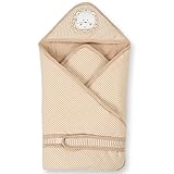 エルフ ベビー(Fairy Baby)オーガニックコットン ベビーおくるみフード付き 新生児用布団 ブランケット 冬厚い 可愛い刺繍 獅子 80*80CM