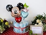 【バルーン＆オムツケーキ】　人気のおむつケーキ　ディズニー　ミッキー　 出産祝い　おむつケーキ