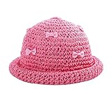 1-5Y赤ちゃん太陽の帽子、赤ちゃんの麦わら帽子、[太陽の帽子とボウタイ、ピンク]