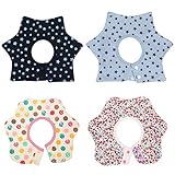 hibote 4枚セット ベビー スタイ コットン 防水 綿 4レイヤー おしゃれ 360度 回転 よだれかけ 0-3歳 TYRE-2