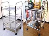 【PW-5300】【幅４０奥行３２高さ７５cm】 キッチン リビングルーム 洗面所 寝室 と用途にあわせてご使用頂けるあったら便利な 収納棚 キャスター付 ★ ３段 メタルワゴン ★ ♪ スチール製 クロムメッキ 仕様 なので 耐久性抜群　