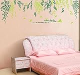 BIBITIME Green Vine Leaves Wall Decal Birds Saying You will never tired of looking at the Garden Dre