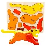 POTOJP 木製パズル 小さな立体パズル 3D立体の木製組立キット トラ(19種類動物展開)　積み木　木のおもちゃ 組み立て　動物模型　ジグソーパズル 知育玩具 DIYパズル プレゼント　贈り物　創