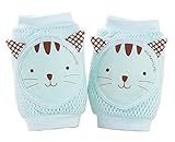 1ペアベビー膝肘パッドレッグウォーマー幼児の膝のプロテクター猫ブルー