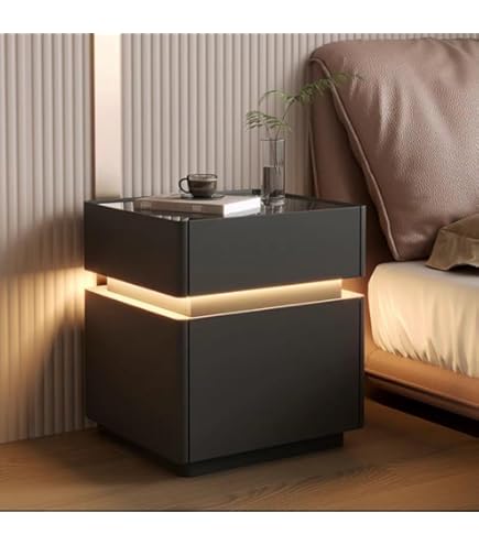 TPTBON パスワードロック LEDベッドサイドテーブル 充電ステーション Amazon｜充電ステーションとパスワードロック付きベッドサイドテーブル