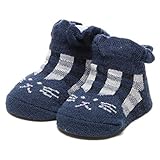 ネコチェック柄カップソックス 紺 F(8-11)